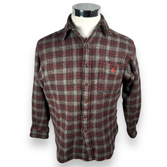 Vintage Polo Ralph Lauren Lowell Sport Tweed Flannel Shirt Jacket Mens XS Red - Picture 1 of 11